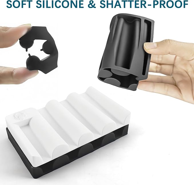 Silicone Soap Dish,Self Draining Soap Holder Perfect for Shower,Bathroom Sink,Kitchen Sink & Travel,Non-Slip Bar Soap Holder Extend Soap Life,Keep Soap Bars Dry & Easy Cleaning NBlack-1Pcs