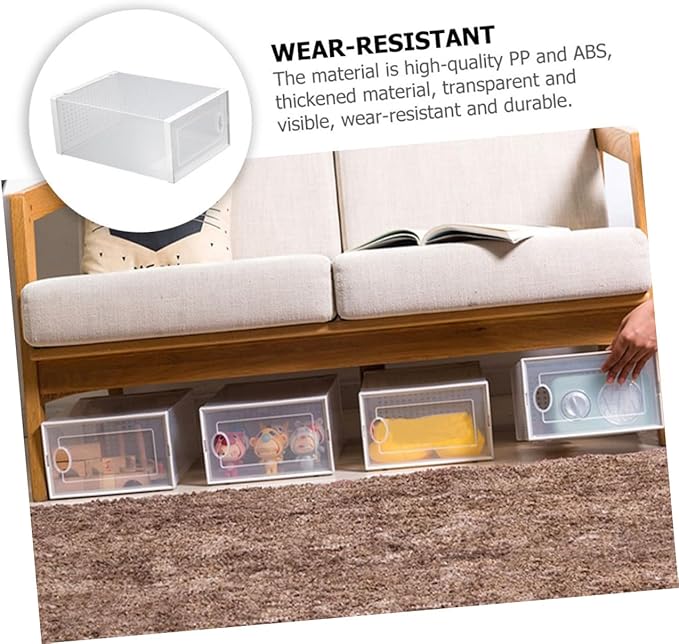 Flip-on Shoe Cabinet Stackable Plastic Shoe Organizer Clear Overlapping Shoes Case for Sneakers Sandals Home Storage 12.99X9.05X5.51In