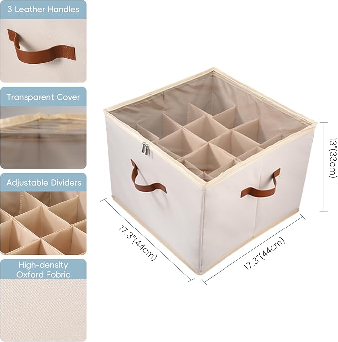 Shoe Storage Organizer 3 Pack with Clear Cover and Adjustable Dividers – Fabric Shoe Organizer for Closet Fits 24-48 Pairs, Space-Saving Shoe Organizer Box, Dustproof & Reinforced