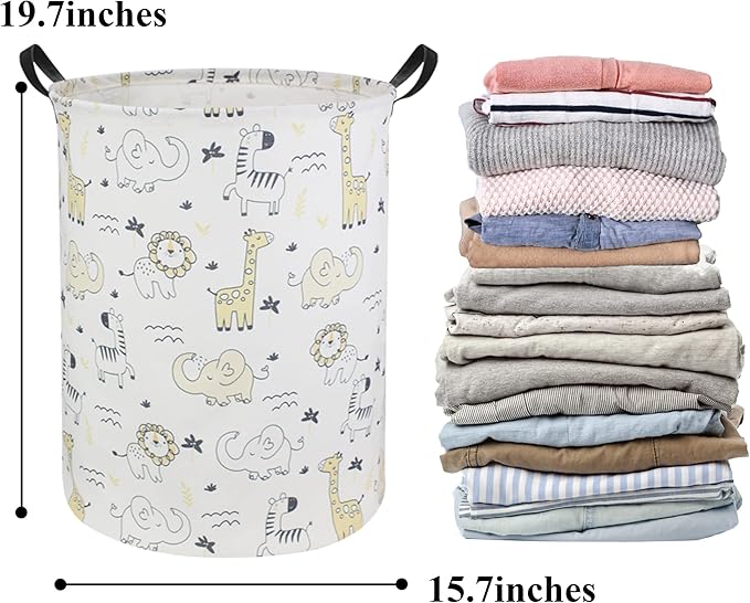 Baby Laundry Hamper Basket Baby Hamper for Nursery Boy and Girl Cute Kids Toys Storage Bin Organizer Animal Room Decor(Animals)