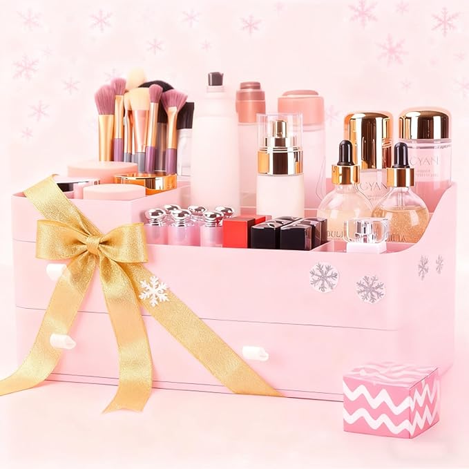 Makeup Organizer with Drawers,Large Capacity Countertop Organizer for Vanity,Bathroom and Bedroom Desk Cosmetics Organizer for Skin Care,Brushes, Eyeshadow, Lotions, Lipstick, Nail Polish