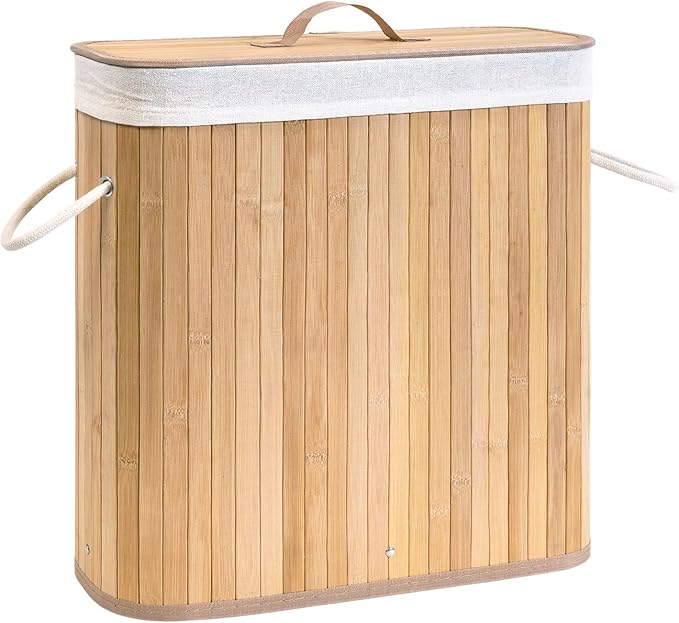 Large Bamboo Toilet Paper Basket with Lid, Holds 12 Mega Rolls, Eco-Friendly Bamboo Toilet Paper Holder, Easy to Install, Bathroom & Kitchen Storage Organizer