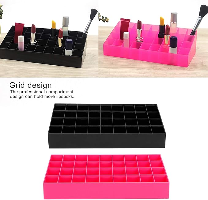 Lipstick Holder Organizer, 36 Grids Lipstick Makeup Organizer Lipstick Case Display Stand Makeup Organizer Storage Box(Black)