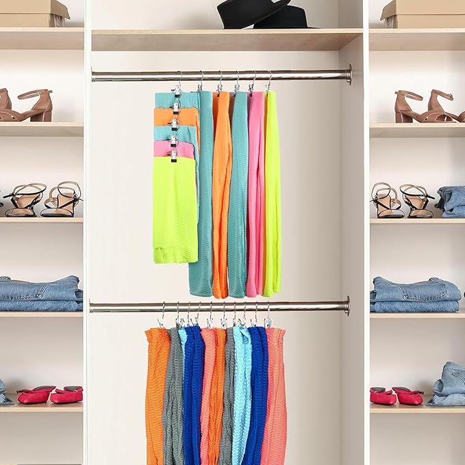 Pant Hangers with Clips, Metal Legging Organizer for Closet, 20 Pack Space Saving Hangers with Clips for Yoga Pants, Closet Organizers and Storage for Skirt/Jean/Hat/Short