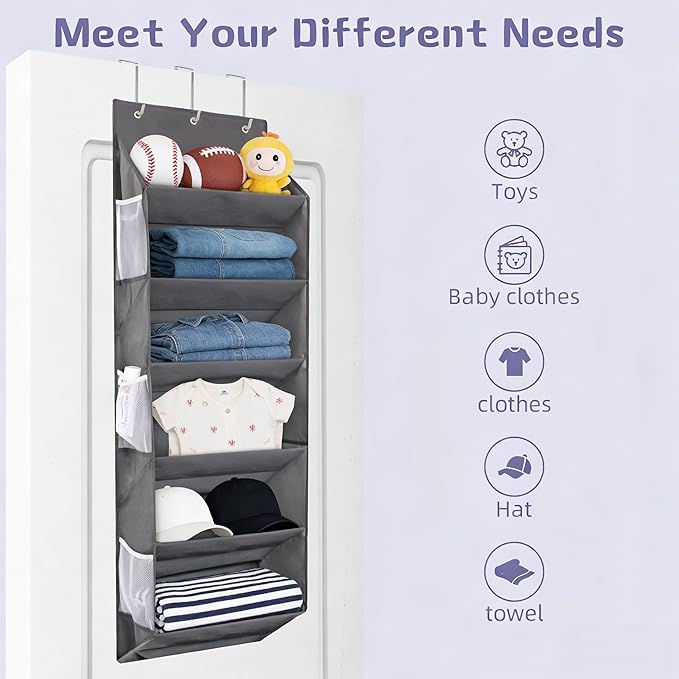Over the Door Shoe Rack Organizer – Hanging Storage for 12 Pairs of Shoes, 6 Mesh Pockets + 6 Deep Large Pockets, 50lbs Capacity, for Closet, Bedroom, Dorm, Narrow Door (1 Pack)