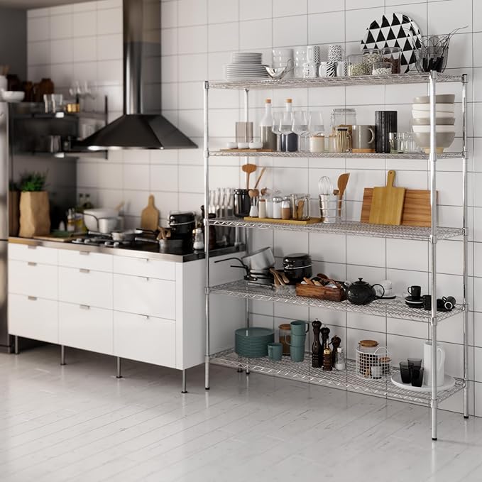 18" Deep x 60" Wide x 74" Height Wire Shelving Kit | 5-Tier | NSF Commercial Storage Rack Unit