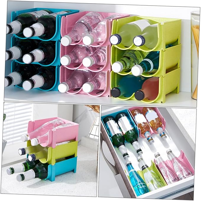 DECHOUS 3pcs Stackable Refrigerator Storage Rack Beer Can Storage Box for Kitchen Wine Containers Easy to Clean Beverage Organizer