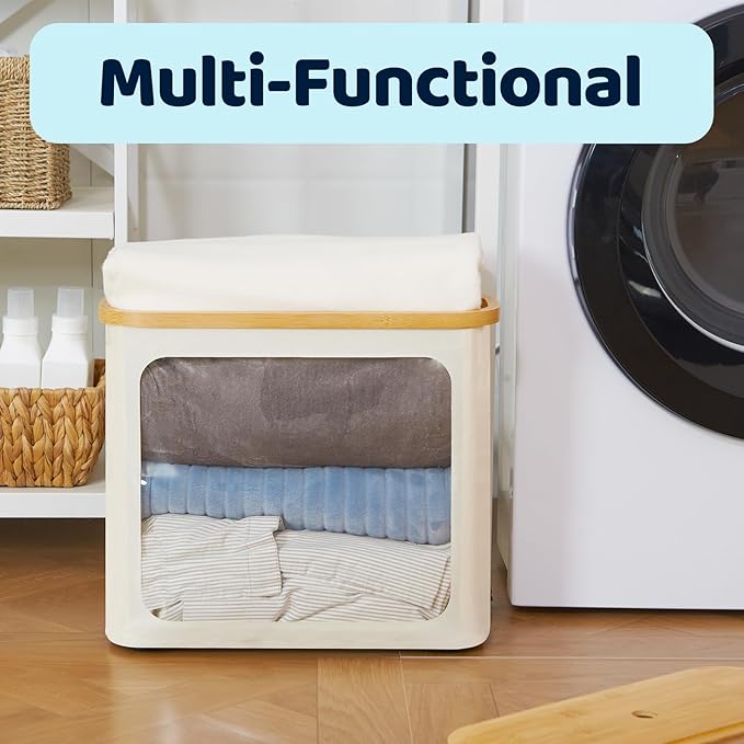 Toilet Paper Storage with Lid, Large Toilet Paper Holder for up to 12 Rolls, Free Standing Bathroom Storage Organizer with Lid, Beige