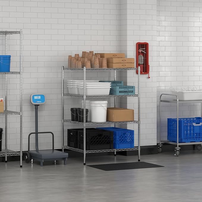 Commercial NSF Listed Chrome Stationary Wire Shelving Kit 30" x 36" x 54", with 4 Shelves Perfect for Warehouse, Walk-in Refrigerator, Freezer, Grocery Store, Restaurant, Dishroom