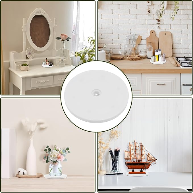 2 Pcs White 6 inch Acrylic Lazy Susan Rotating Turntable Organizer Bearings - Round Swivel Plate for Spice Rack, Table, Cake, Kitchen Pantry