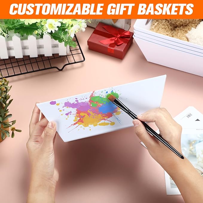 Amyhill 12 PCS Baskets for Gifts Empty Baskets Bulk with Handle Cardboard Market Tray for Mother's Day Wedding Birthday Party DIY Wrapping Gift
