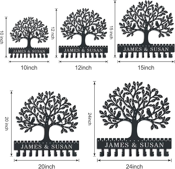 Personalized Tree of Life Metal Wall-Mounted Earring Holder, a hanging jewelry organizer with hooks, suitable for earrings, studs, necklaces, and other accessories Valentine's Day Gift