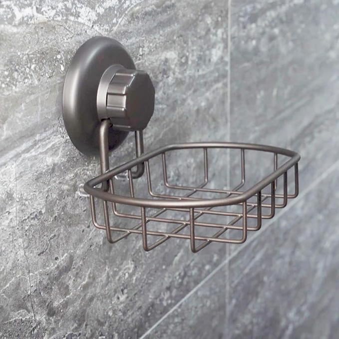 HASKO Suction Cup Soap Dish for Shower Wall, Rustproof Stainless Steel Shower Soap Holder Suction, Bathtub Bathroom Bar Soap Holder, Bronze
