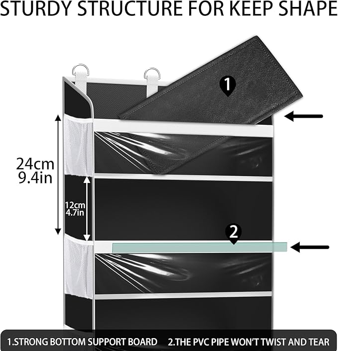KYEVIS Over the Door Hat Organizer for Baseball Caps, Hold up to 60 Hats Rack Storage for Door/Closet/Wall, Clear Pockets Hanging Hat Holder for Baseball Caps with 10 Mesh Pockets, Grey
