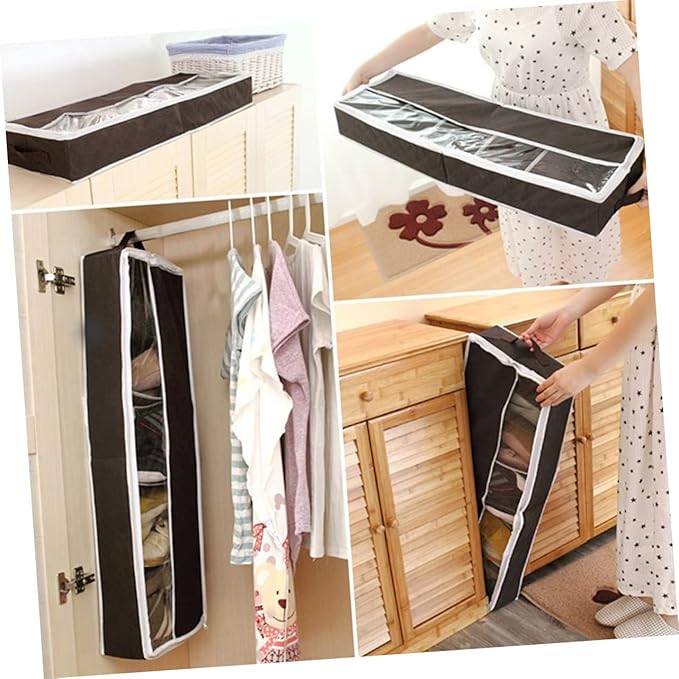 1Pc Shoe Storage Case Compact Non Woven Folding Organizer Box with Visible Window for Home Dust and Moisture Protection for Various Shoe Types
