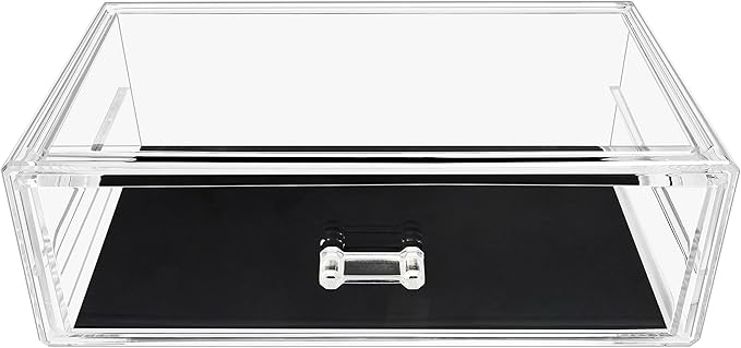 Sorbus Stackable Acrylic Drawers - 1 Clear Storage Drawers for Organizing Make up Palettes, Nail Hair Accessories, Cosmetics & Beauty Supplies - 11.75"W Makeup Organizer for Vanity, Bathroom Organizer