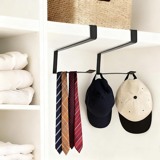 Horizontal Tumbler Lid Holder, Under-Cabinet Storage Hook Organizes Up to 10 Lids, Space-Saving Cup Lid Rack for Kitchen, Also Functions as a Hanging Paper Towel Dispenser
