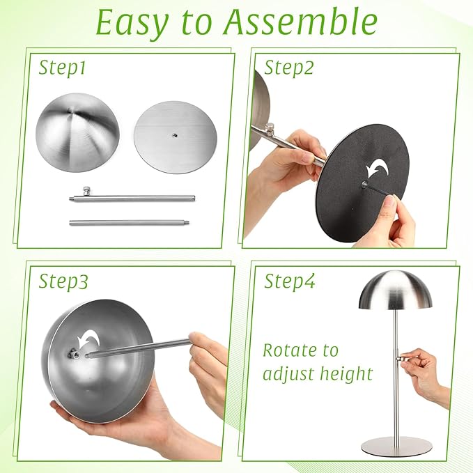 Sintuff 4 Pcs Hat Display Stand:adjustable 7.9-15.7inch Wigs Head Holder Stand Non Slip Stainless Steel Metal Rack for Multiple Hats Wig Storage Styling Practice(Silver,Round Base)