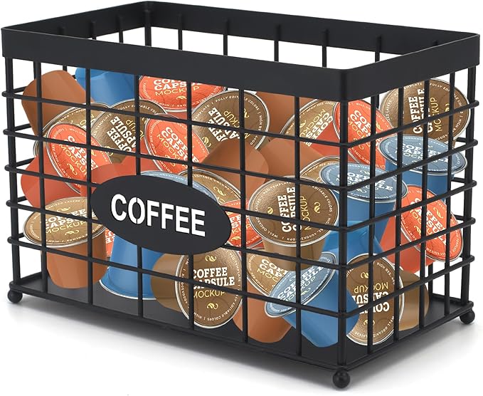 Coffee Pod Holder Basket Magnetic Coffee Pods Holder High-Capacity k Cup Holder Coffee Station Organizer,Coffee Bar Accessories.Suitable For Kitchen And Office Countertop