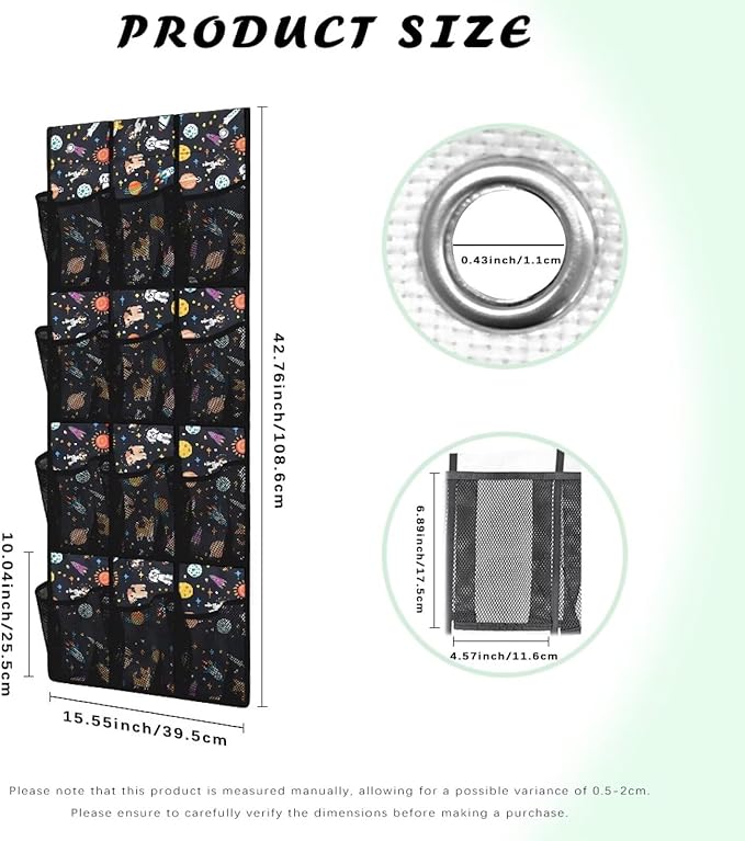 Astronaut Planets Behind Door Shoes Hang Holder Rack,Storage for Small Spaces,Over the Door Shoe Organizer with 12 Mesh Large Pockets