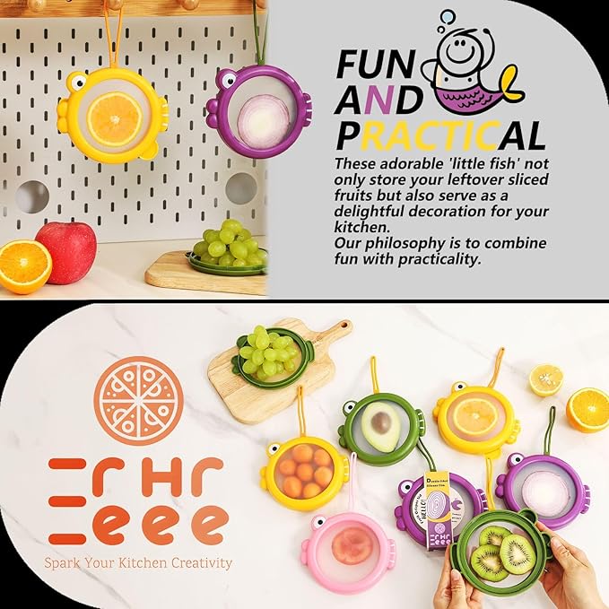 4-Piece Food Storage Containers Set – Avocado Saver, Onion Keeper, Silicone Kitchen Organizers for Fridge, Reusable & Fresh-Keeping Design