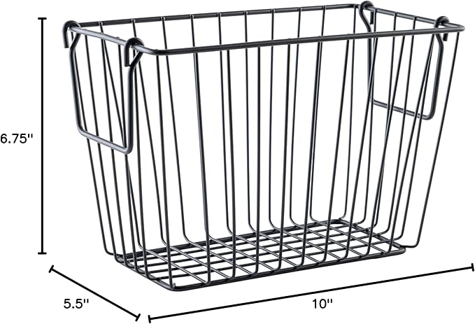 G.E.T. WB-314-MG Heavy Duty Iron Wire Utility Storage Basket / Bin with Handles, 10" x 5" x 7"