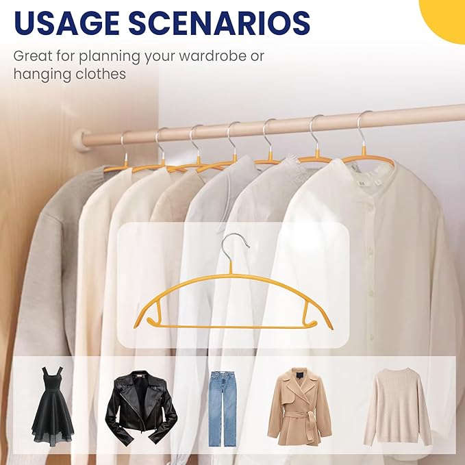Jiang&Rong 30 Pack 16 Inch Rubber-Coated Non-Slip Metal Hangers - Heavy Duty No Bump Closet Hangers for Coats, Shirts, Suits, Sweaters (30-Pack, Orange)