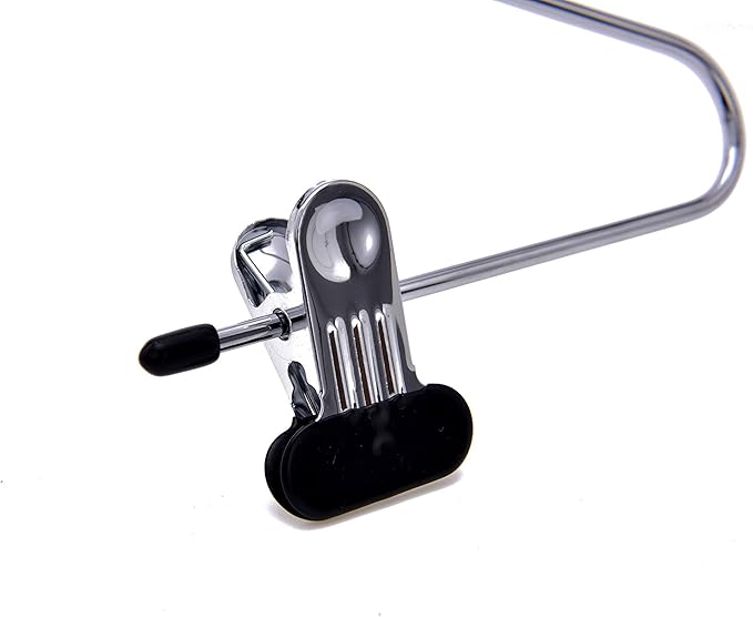 6 Quality Add-On Skirt Blouse Hanger Heavy-Duty Add-On Skirt Hangers with Clips, Multi Stackable Add on Hangers, Adjustable Wide Clip Pants Hanger, Chrome (Skirt Hanger - Wide Clips, 6)