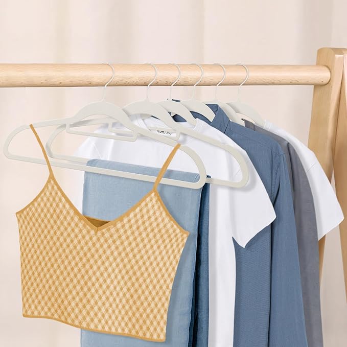 30 Pack White Velvet Hangers, Ultra Slim Non-Slip Felt Coat Suit Hangers with Space Saving 360° Swivel Hook, Modern Clean Look for Closet Organization