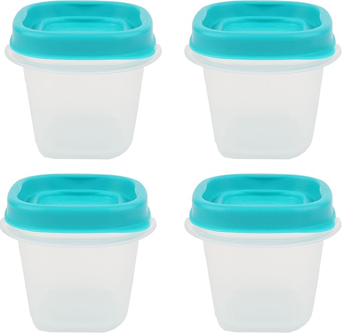 Bundle Rubber Maid Food Storage Containers, Half Cup Food Storage Containers 9 Peice Set, Easy Find Teal Lids, 4 Containers, 4 Lids Chalk Pen And Chalk Labels