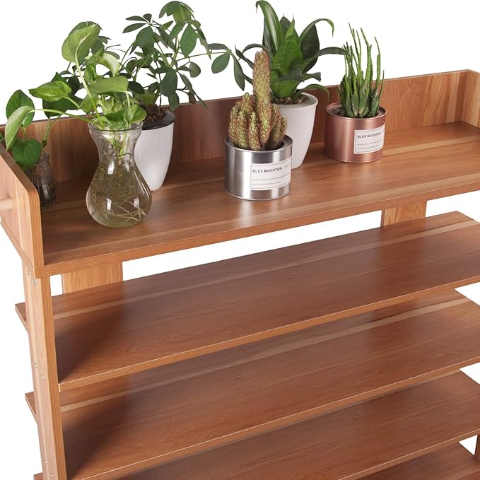 H&A 6 Tiers Wood Shoe Rack Organizer Shoe Storage Cabinet (Maple)