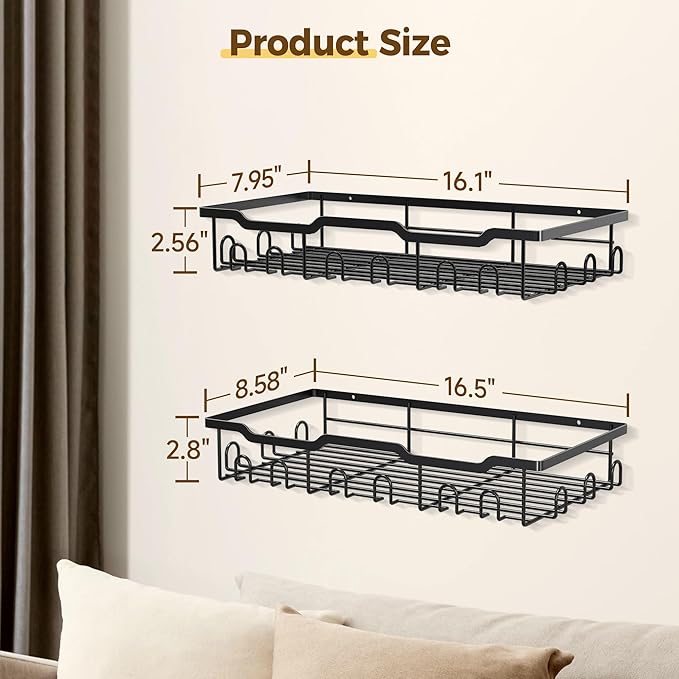 Nicetree Hat Racks for Baseball Caps Wall - Metal Hat Organizer for 48 Baseball Caps Holder, 2 Pack Hat Storage Organizer for Closet, Bedroom, Living Room Black