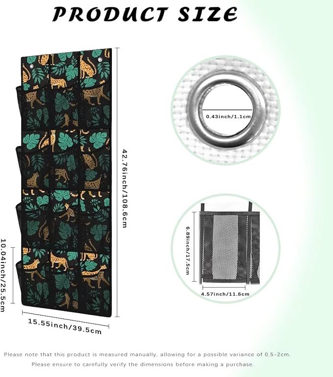 12 Large Mesh Pockets Over the Door Shoe Organizer Monstera Leopard Hanging Shoe Rack for Closet Shoe Organizer Door Hanger