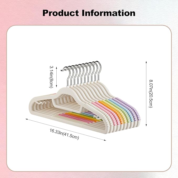 Ergocar Plastic Hanger Rainbow Anti -Slip Non -Traceless Hanger Saves Space Hanger Heavy Colored Hanger Suitable for Shirts, Dress, Gravita Hanger, Durable Versatile Color Clothes Hanger