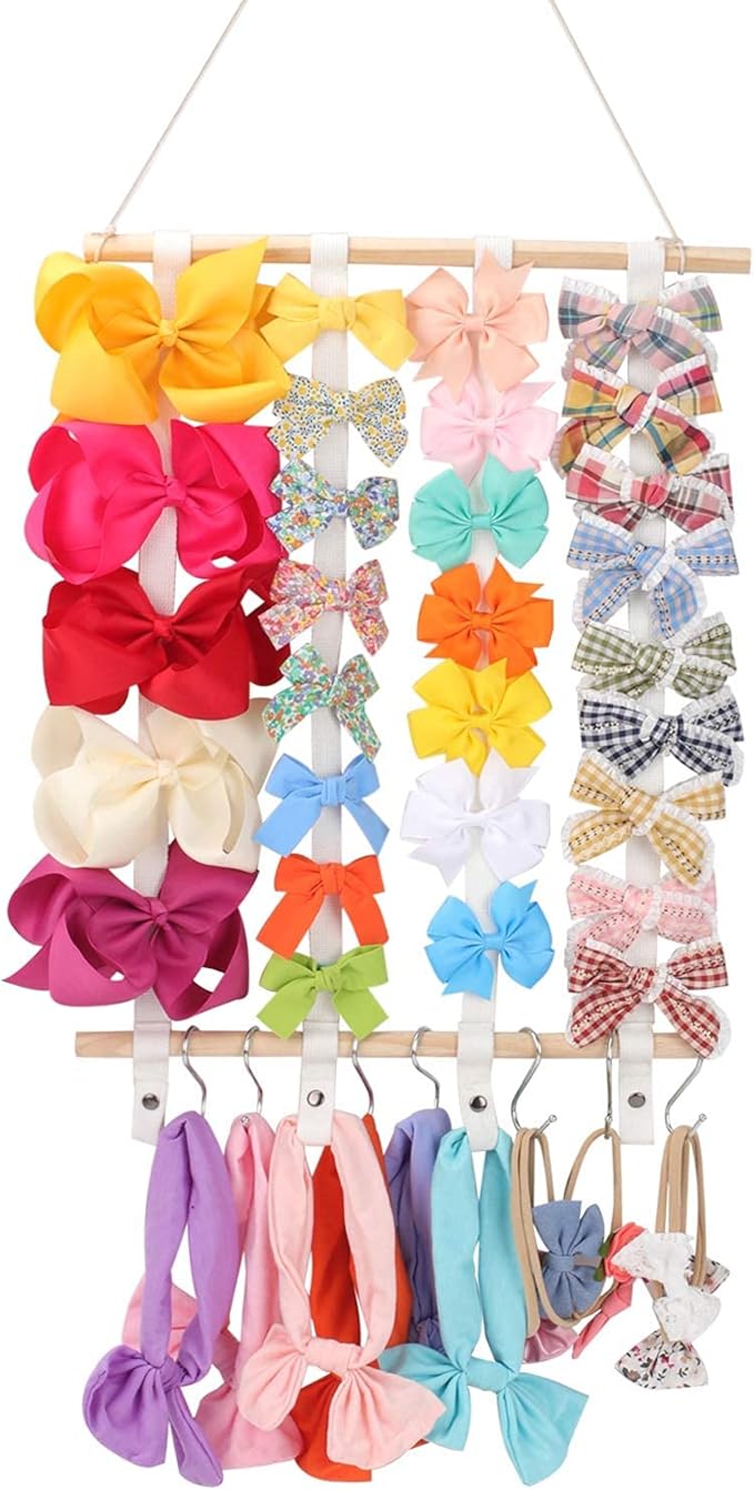 OAOLEER Hair Bow Holder Organizer for Girls,Hair Clips Headband Organizer Storage Wall Hanging Home Decor for Girls Room