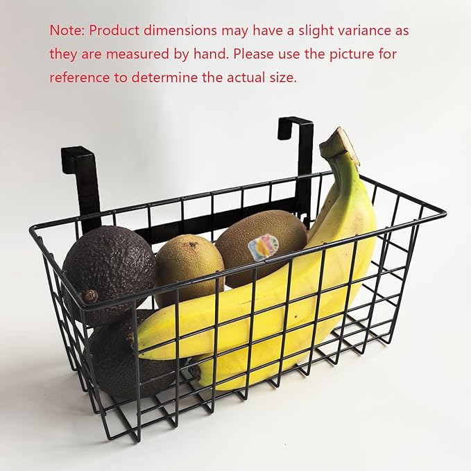 MaraFansie Basket with Hook, Grid Storage Basket, Over the Cabinet Door Organizer, Wire Hanging Basket with Hook Over the Door/Railing, Under Sink Kitchen Cabinet, Pantry, Bathroom, White, 4 Pack