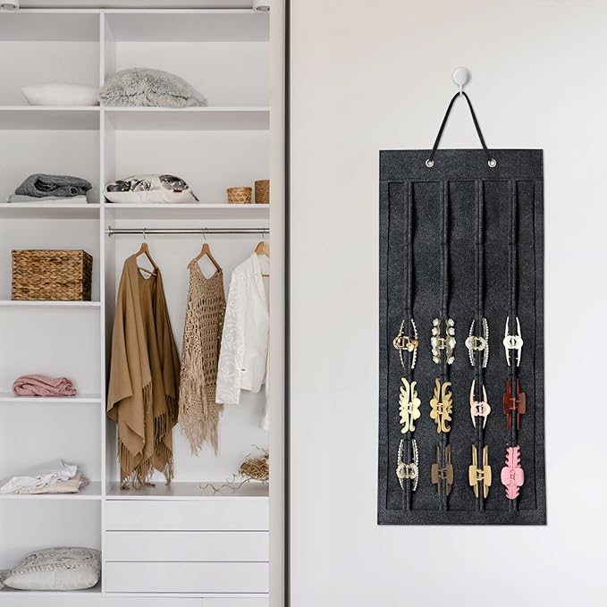 SMUK Large Hair Claw Clip Organizer Holder, Hanging Claw Clips Storage for Women Girls, Hair Clip Stand Holder for Wall, Door, Closet, Big Claw Clip Display for Teen Girls