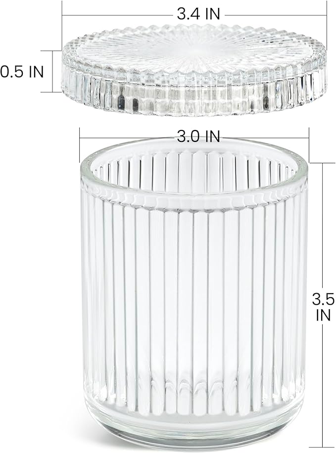 2 Pack Glass Qtip Holder Dispenser - Bathroom Organizers and Storage, Clear Apothecary Jars Set, Bathroom Essentials Accessories Decor, Vanity Makeup Storage Organizer (Clear)
