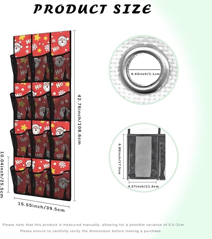 HOHO Santa Claus Door Hanging Shoe Organizer for Xmas Home Decor Mesh Fabric Shoe Organizer Over The Door for Living Room,Multi-Funtion Storage Bag