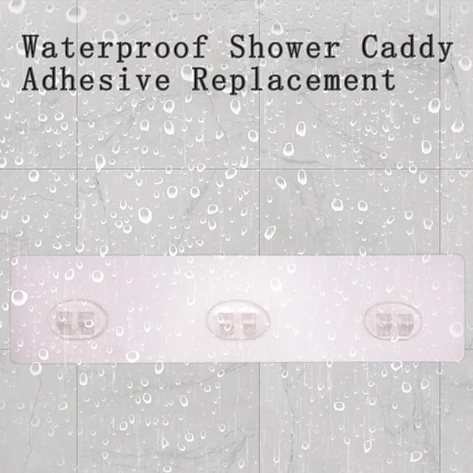 4 Pack Shower Caddy Adhesive for Replacement, Strong Transparent Adhesive for Shower Caddy Sticky Pads, No Drilling for Corner Shelf Basket, Bathroom Storage Shelves, Kitchen Racks and Soap Holder