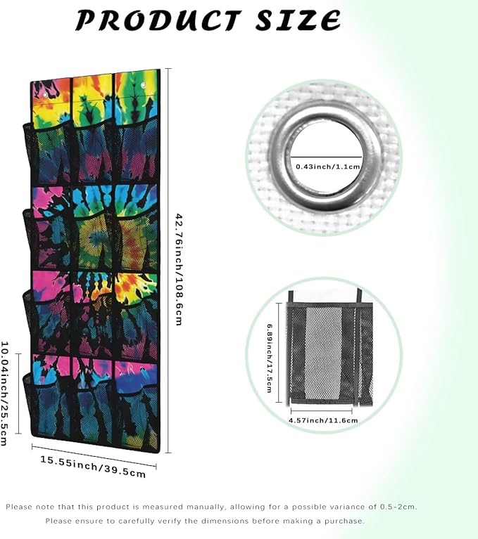 Hanging Shoe Organizer,Blend Pattern Shoe Organizer Door Hanger with 12 Mesh Large Pockets,Behind Door Shoes Hang Holder Rack Waterproof Reusable