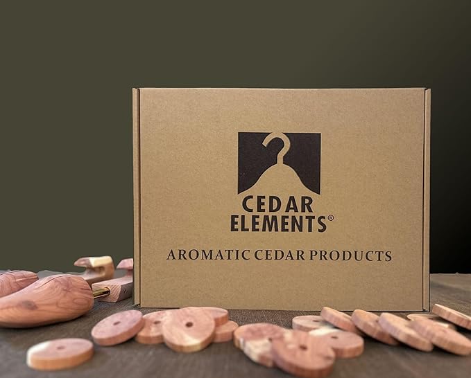 Cedar Elements Flat Top Cedar Hangers – French Style 12 Pack for Adult Size (no Pant bar)