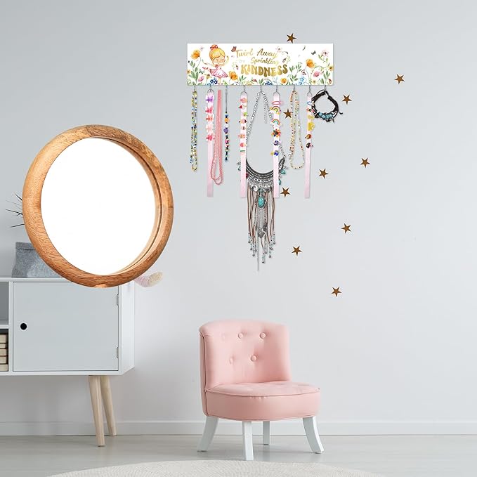 Jetec Hair Bow Organizers, Hair Clip Holders, Hello Beautiful Wall Mount Jewelry Holder with 9 Hooks for Room(Ballet Style)