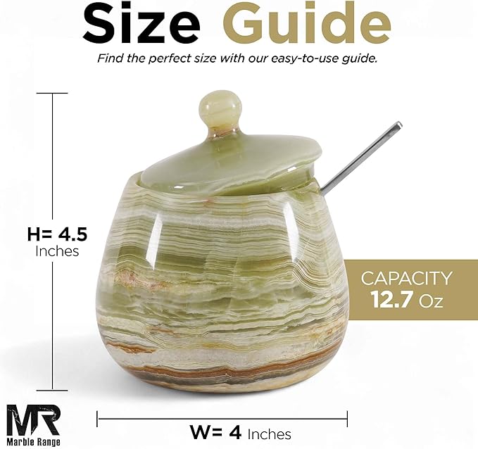Green Onyx Marble Salt Cellar – 4.5 Inch Salt Container, Salt Jar, Salt Dish, Salt Holder, Spice Jar, Sugar Bowl, Celtic Salt, Table Salt Storage for Kitchen Countertop