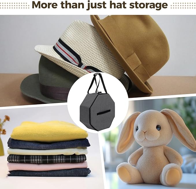 Homaisson 2 Pcs Cowboy Hat Box for Storage Collapsible Sturdy Cowboy Hat Case with Handle for Men and Women Travel Storage Organizer Large Cap Bag for Closet