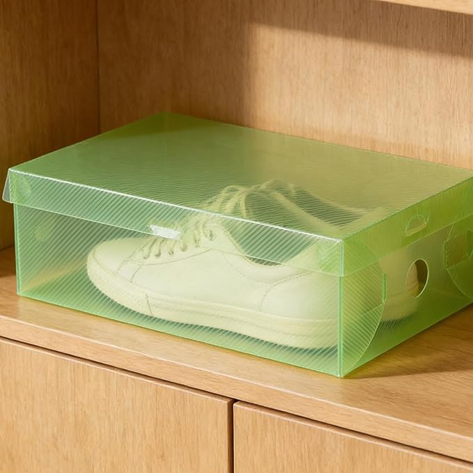 7pcs Shoe Storage Boxes, Stackable Foldable Pp Plastic Organizers with Lids, Colorful 27.5×18×9.5cm Containers for Home Closet and ’ Shoe Storage