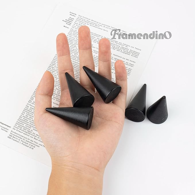 Framendino, 30 Pack Black Wood Cone Ring Holder Single Jewelry Display Stand Wedding Showcase for Organizer