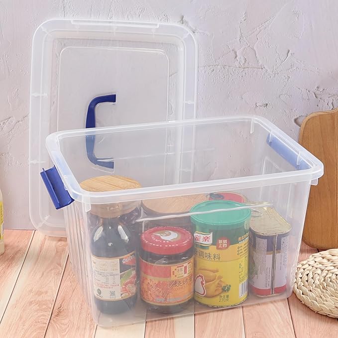 Anbers 12 Quart Clear Plastic Bin with Lid, Latching Box with Handle, Set of 1