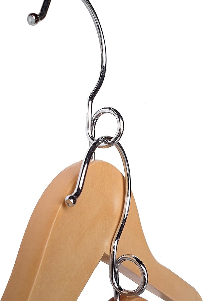 Proman Products KSC3031 Kascade Wooden Hangers 50 Pack, Unique Ring Design, Space Saving Pants Clothes Hanger with Pants Locking Bar and Shoulder Notches, Natural