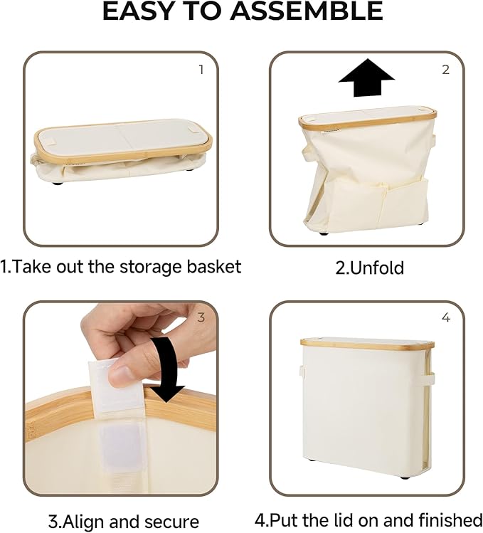 StorageWorks Toilet Paper Storage Baskets with Dual Flip Lids, Toilet Paper Organizer for Bathroom, Toilet Paper Container with Side Pocket, Holds 9 Mega or 12 Regular Rolls, Medium, Beige